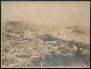 ok. 1900 Budapeszt, Tabán, látkép a Gellért hegyről. Keményhátú fotó 16x12 cm