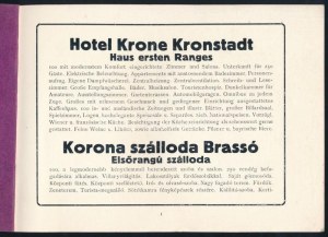 Vers 1910 Hotel Krone/Korona Szálloda/Hotel Coroana. Kronstadt/Brassó/Brasov, Gött-ny. 54 p. Gazdag fekete...