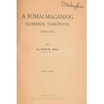 Marton Géza A római magánjog elemeinek tankönyve Debrecen, 1943. Méliusz Könyvkereskedés (Debrecen sz. kir...
