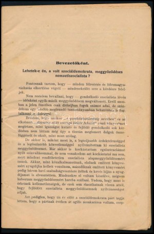 Árkossy Károly: Miért lettem nemzetiszocialista? Bp., 1938, Held János, 47 p. Kiadói papírkötés, foltos borítóval...