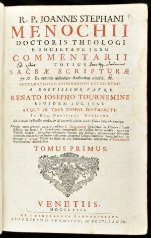 Menochio, Giovanni Stefano: Scripturae. Tom. 1-3. (Egybe kötve) XVIII, 400, 448, 448 s..