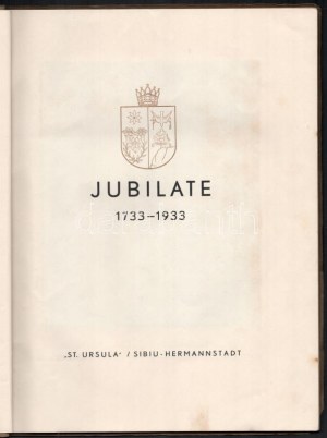 Jubilate 1733-1933. Sibiu/Hermannstadt,(1933.),