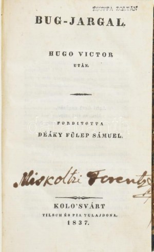 Hugo Victor : Bug-Jargal. - után. Ford. Deáky Fülep Sámuel. Külföldi Regénytár a...