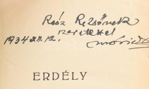 Móricz Zsigmond : Erdély. A szerző, Móricz Zsigmond (1879-1942) író által Roóz Rezső (1879-1963) újságíró...