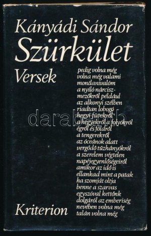 Kányádi Sándor: Szürkület. Versek. 1970-1977. A szerző, Kányádi Sándor (1929-2018) Kossuth...