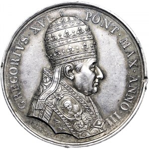 Rome, Gregorio XVI (1831-1846), Medal Yr. III 1833, Very rare