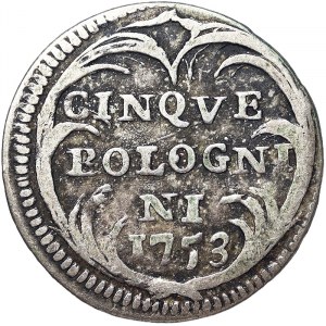Bologna, Benedetto XIV (1740-1758), Carlino da 5 Bolognini 1753
