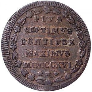 Rome, Pio VII (1800-1823), 1/2 Baiocco 1816