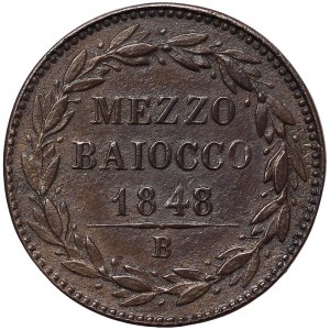 Bologna, Pio IX (1846-1878), 1/2 Baiocco 1848, Rare