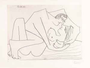 Pablo PICASSO (1881 Málaga, Spain - 1973 Mougins, France), In a loving embrace, 1963.