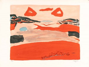 Henryk HAYDEN (1883 Varsavia - 1970 Parigi), Paesaggio rosso, anni 1960.