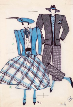 Olga KUŁAKOWSKA (1924-2020), Dessins de mode - ensemble de 18 dessins