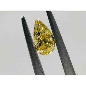 FANCY COLOR DIAMOND 0.34 CARATS INTENSE YELLOW COLOR - I2 CLARITY - PEAR CUT - GEMMOLOGICAL CERTIFICATE MAROZ DIAMONDS LTD ISRAEL DIAMOND EXCHANGE MEMBER - LASER ENGRAVED NUMBER IN THE CROWN - BB40301-1-LC