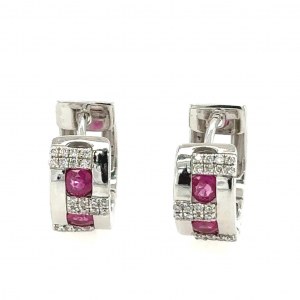 BOUCLES D'OREILLES EN OR 7.07 GR AVEC DIAMANTS ET RUBIS - AI30511