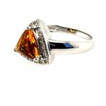 RING IN 14K WHITE GOLD 5.98 GR WITH CITRINE QUARTZ OF 1.78 CT AND DIAMONDS OF 0.20 CARATS COLOR I-J CLARITY VS1-2 - SIZE 7 - AIG CERTIFICATE - RNG30516