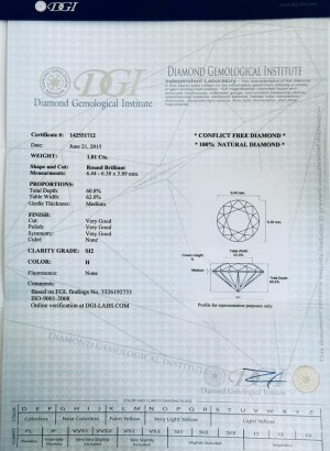 DIAMOND 1.01 CTS H - SI2 - DH30104