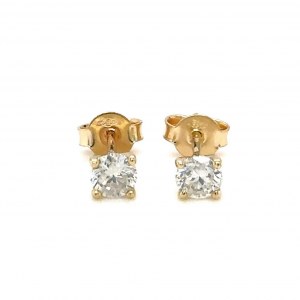 14K YELLOW GOLD 0.85 GR DIAMONDS EARRINGS 0.63 CT F-G/VS2 EMMOLOGICAL CERTIFICATION MAROZ DIAMONDS LTD ISRAEL DIAMOND EXCHANGE MEMBER - ER40204