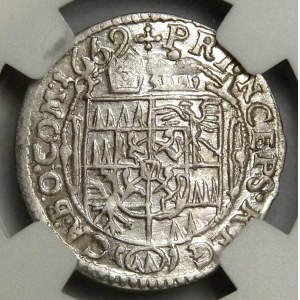 Austria, Ołomuniec, Karol II z Liechtenstein, 3 krajcary 1669, mała głowa, wyśmienite