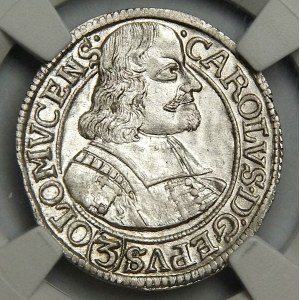 Austria, Ołomuniec, Karol II z Liechtenstein, 3 krajcary 1670, duża głowa