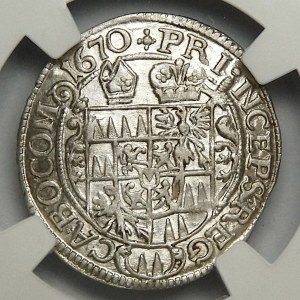 Austria, Ołomuniec, Karol II z Liechtenstein, 3 krajcary 1670, duża głowa