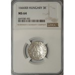 Hungary, Leopold I, 3 krajcars 1666 KB, Kremnica