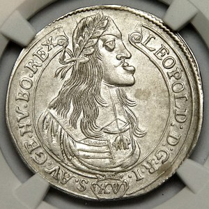 Węgry, Leopold I, 15 krajcarów 1663 KB, Kremnica
