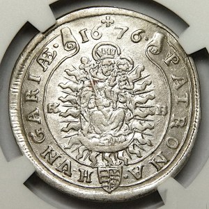 Węgry, Leopold I, 15 krajcarów 1676 KB, Kremnica