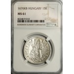 Węgry, Leopold I, 15 krajcarów 1676 KB, Kremnica