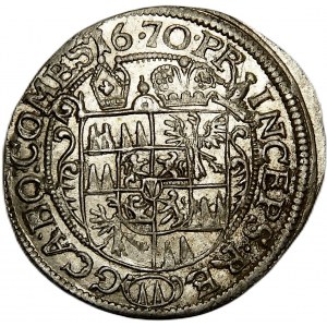 Austria, Karol II von Liechtenstein, 3 krajcary 1670, Ołomuniec, data centralnie