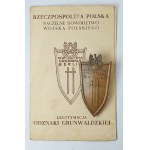 Grunwald badge with card, Wroclaw 1946