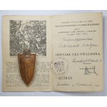 Grunwald badge with card, Wroclaw 1946