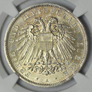 Germany, Lübeck, 3 marks 1908