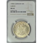 Germany, Lübeck, 3 marks 1908