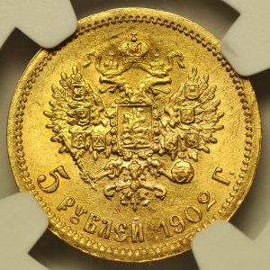 Rosja, Mikołaj II, 5 rubli 1902, Petersburg