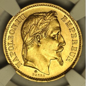 France, Napoleon III, 20 francs 1868, Paris