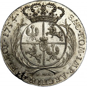 Auguste III Sas, thaler 1754 EDC, Leipzig