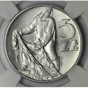 5 złotych 1974, Rybak na trawce, do pasa z prawej
