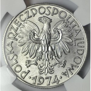 5 złotych 1974, Rybak na trawce, do pasa z prawej