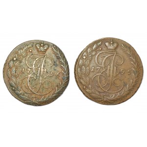 Rosja, Katarzyna II, zestaw 2 sztuk 5 kopiejek 1795 i 1796