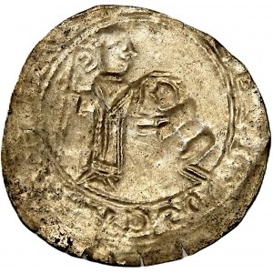 Bolesław III Krzywousty 1107-1138, brakteat pokutniczy, Av.: Św. Wojciech błogosławi klęczącego księcia