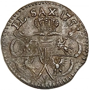 August III Sas, szeląg 1753 V, Gubin, bez szeryfów