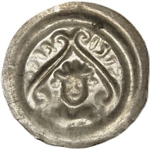 Leszek Biały (1202-1227), brakteat krakowski, głowa otoczona wiciami i napisami hebrajskimi