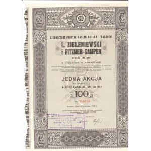 Zjednoczone Fabryki Maszyn Kotłów i Wagonów L. Zieleniewski i Fitzner-Gamper - 1 aukcja 100 złotych 1938