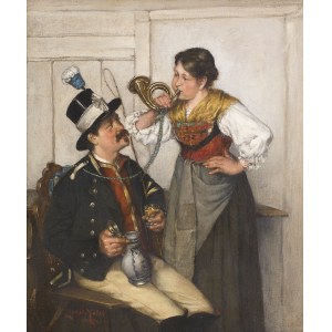 Ernst Emmanuel Müller (1844 Stuttgart - 1915 Monachium), Pocztylion z kobietą
