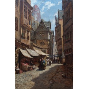 Reinhold Werner (1864 Francfort-sur-le-Main - 1939), Place du marché à Francfort-sur-le-Main, 1901