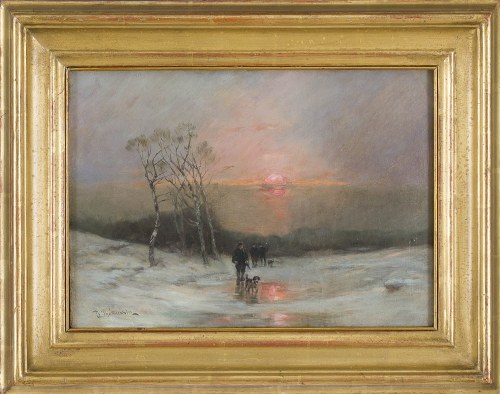 Désiré Thomassin (1858 Wiedeń - 1933 Monachium), Myśliwi w zimowym krajobrazie