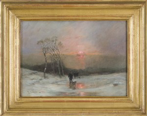 Désiré Thomassin (1858 Vienna - 1933 Munich), Hunters in a winter landscape