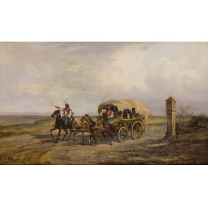 Franz Streitt (1839 Brody - 1890 Munich), Gitans sur la route, 1879