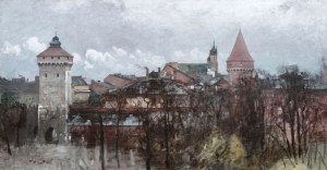 Julian Fałat (1853 Tuligłowy - 1929 Bystra), Vue de Cracovie en automne, 1897