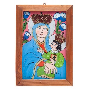 Wladyslawa PORĘBA, Matka Boska Kochawińska (Gemälde auf Glas)